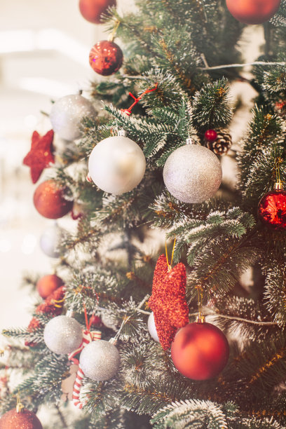 装饰圣诞树在百货公司图片下载