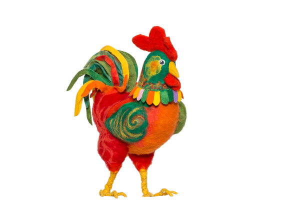 白色背景上的红色公鸡。图片下载