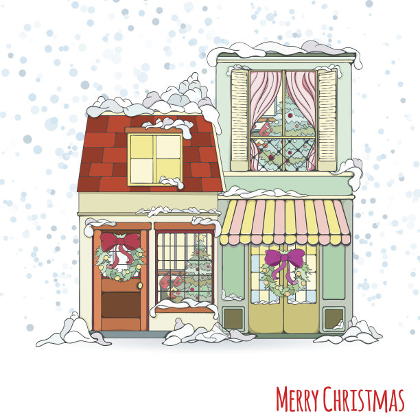 圣诞节和新年的房子图片下载