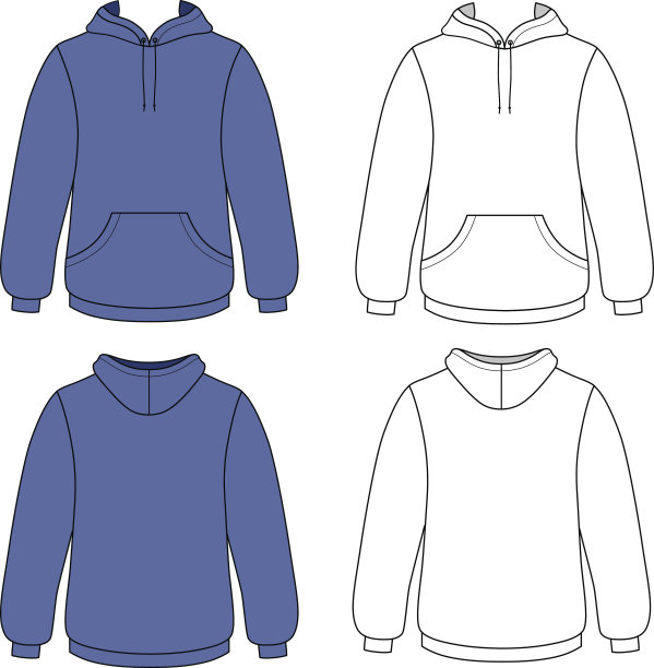 男女通用连帽衫(前后轮廓)图片下载