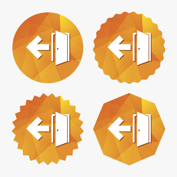 紧急出口标志图标。带左箭头的门。图片下载