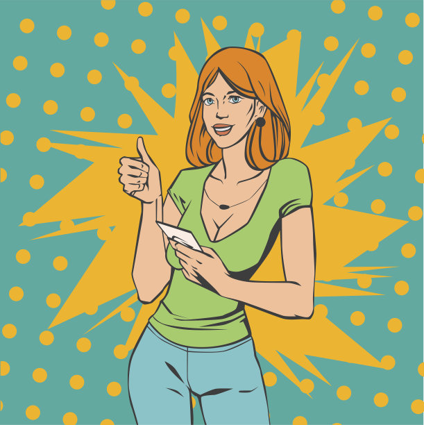 线条艺术漫画风格插图与男人展示灯图片下载