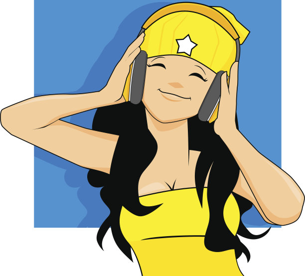 头戴耳机的女孩图片下载