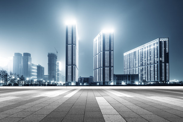 杭州钱江新城空荡的街道和现代化的建筑图片下载