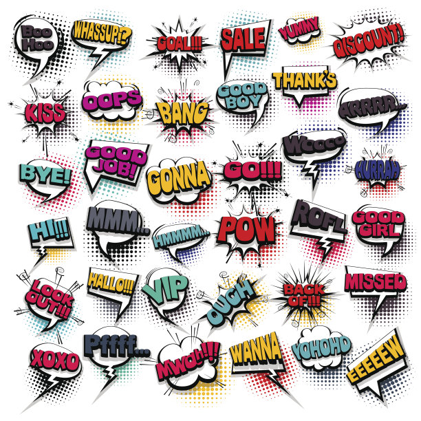 大套彩色漫画书气球图片下载