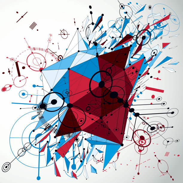 几何包豪斯三维矢量背景与低多边形抽象对象图片下载