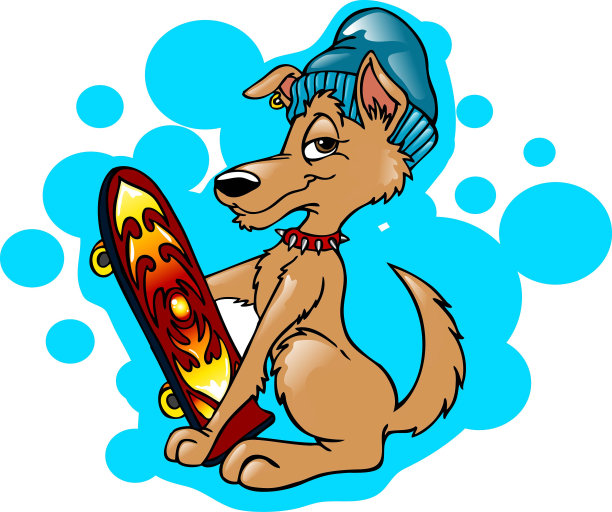 时髦的滑冰选手的狗图片下载