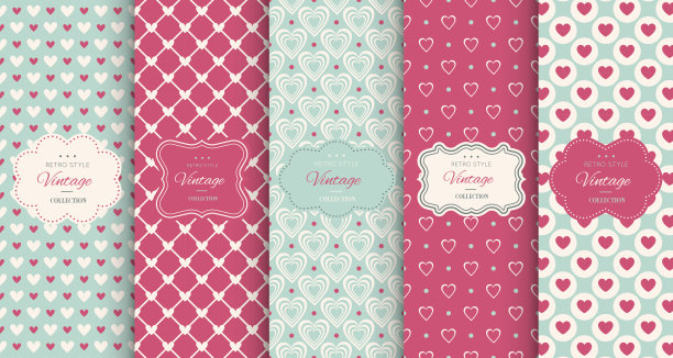 粉色心形无缝图案背景素材图片