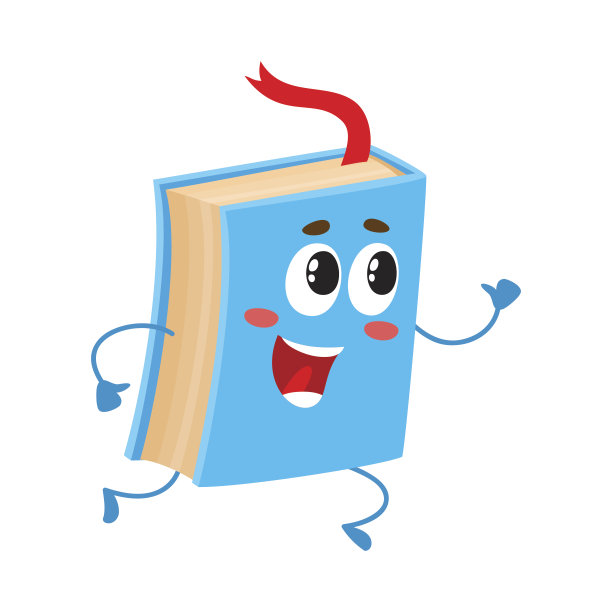 有趣的书人物运行与书签丝带可见素材图片