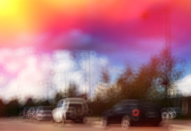 挪威汽车交通散景与光漏背景图片下载