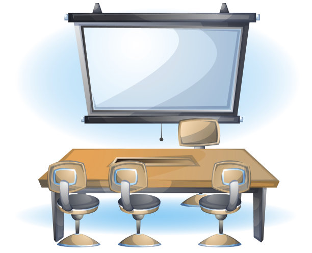 卡通矢量插图室内办公室幻灯片对象图片下载