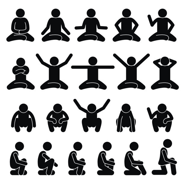 人在地板上坐着和蹲着的姿势简笔画图片下载