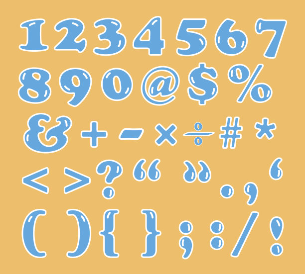 可爱的数字和标志字体集图片下载