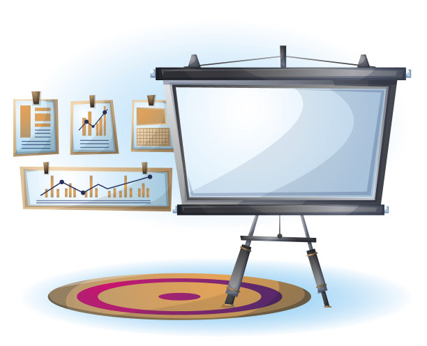 卡通矢量插图室内办公室幻灯片对象图片下载