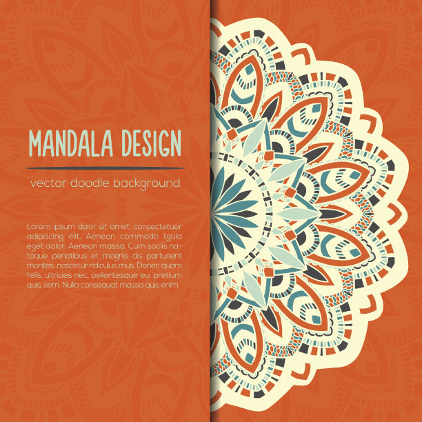 矢量复古名片。曼荼罗的设计。观赏涂鸦背景。图片下载