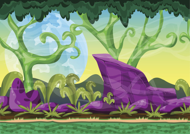 卡通矢量景观与分离的层图片下载