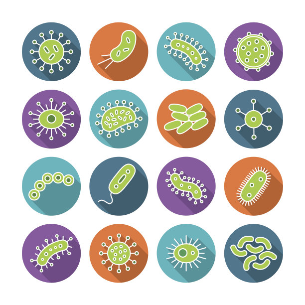 细菌和细菌图标设置矢量插图图片下载