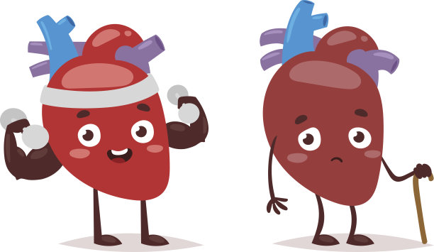 坚强和病态的心矢量插图。图片下载