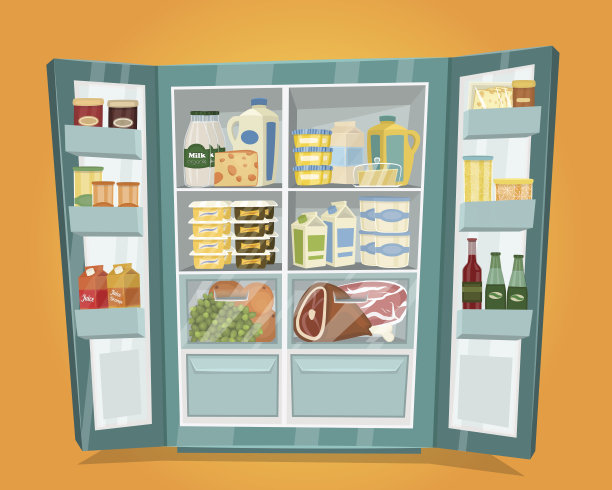 冰箱满食物载体在平面设计图片下载