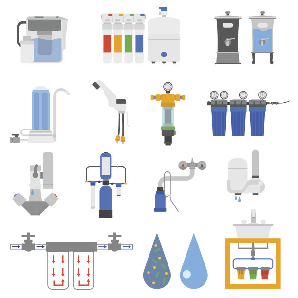 水过滤器向量集。素材图片