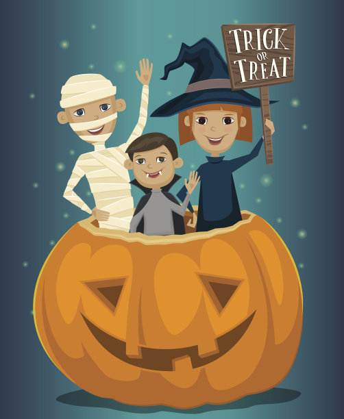 穿着万圣节服装的孩子们图片下载