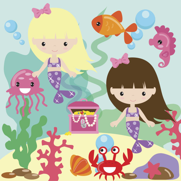 美人鱼矢量图素材图片