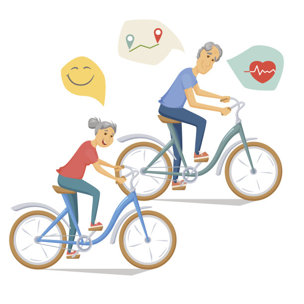 老年人一起骑自行车图片下载