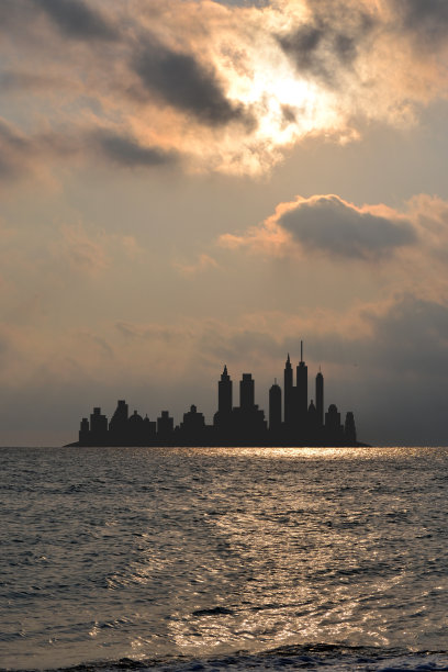 从海上可以看到城市的天际线图片下载