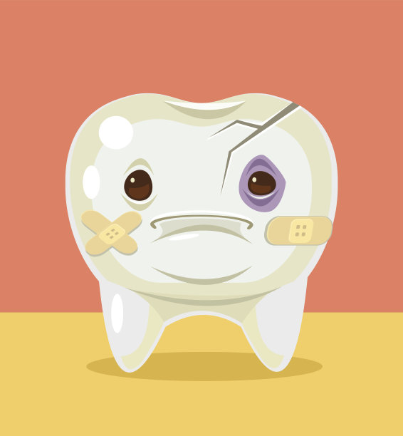 生病的断牙特征。矢量平面卡通插图图片下载