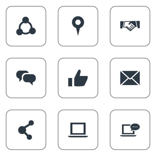 9个简约社交图标合集图片下载
