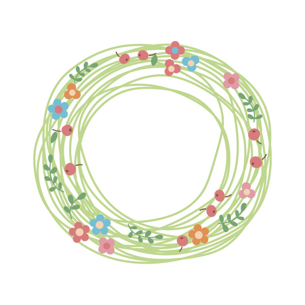 装饰花环。一窝香草，花朵和浆果图片下载