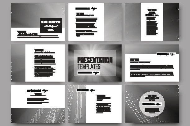 用于演示幻灯片的9个模板集。抽象的线条的背景图片下载