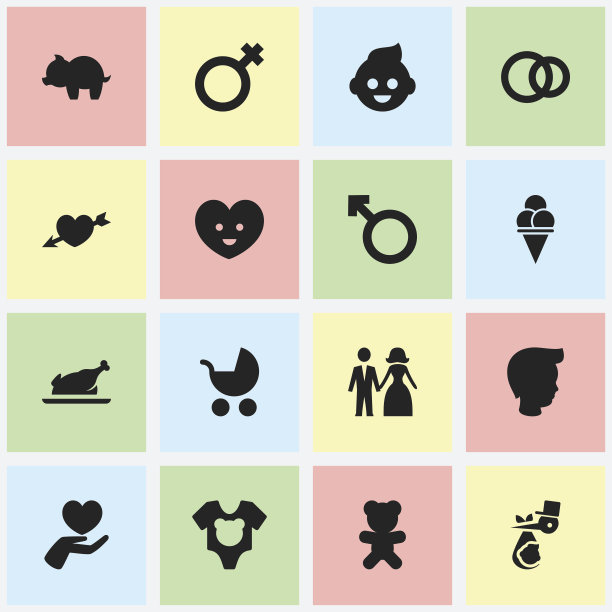 一组16可编辑的乡亲图标。图片下载