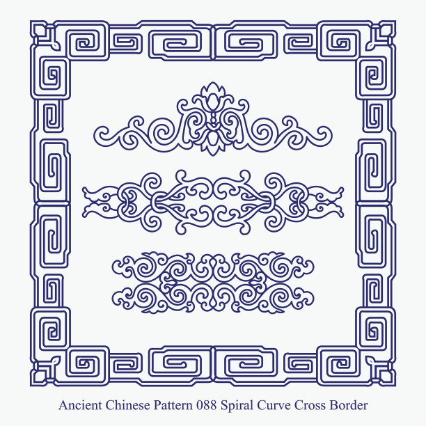 中国古代螺旋曲线跨越边界的图案图片下载
