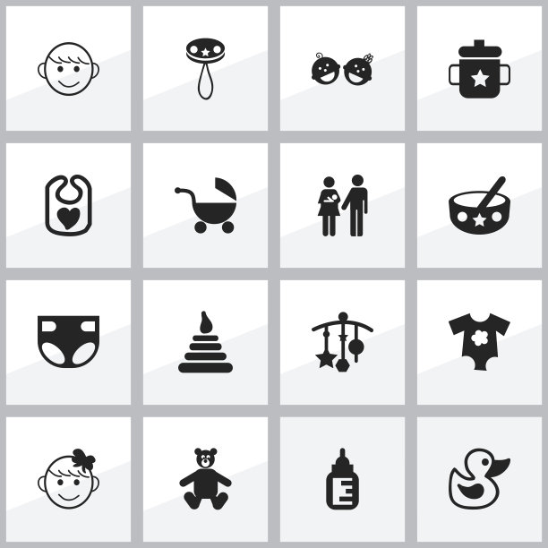 16个可编辑的儿童图标图片下载