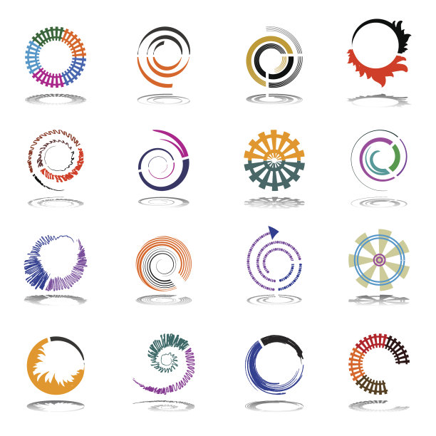 螺旋和旋转设计元素。抽象的图标集。图片下载