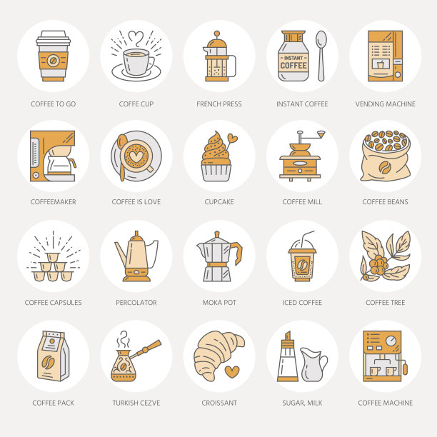 咖啡制作设备矢量线图标。工具-摩卡壶图片下载