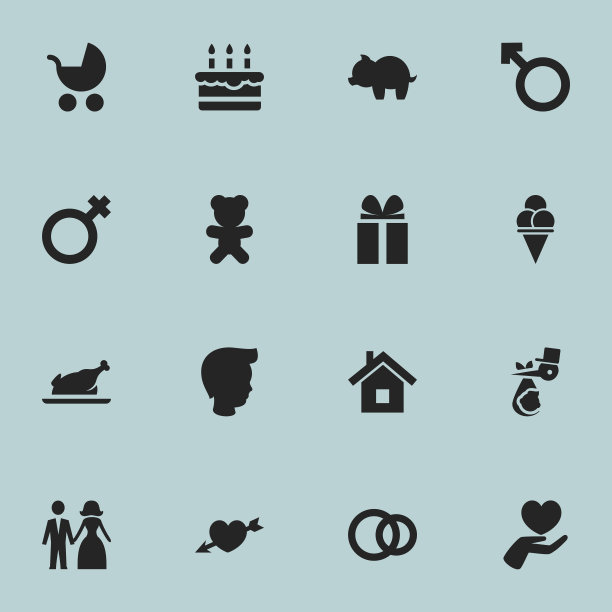 一组16可编辑的乡亲图标。图片下载