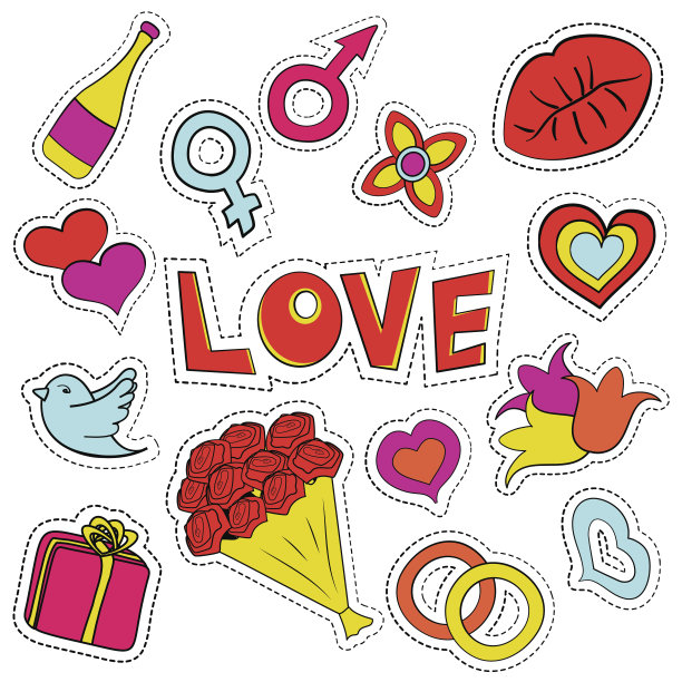 一套古怪的卡通徽章或时尚别针徽章。图片下载