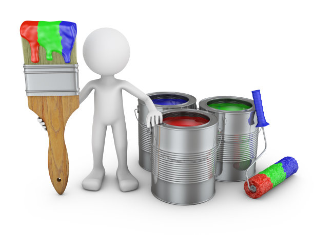 拿着刷子和罐子的人图片下载