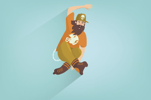 滑旱冰。时髦的生活方式。平面设计图片下载