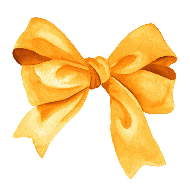 金色的蝴蝶结的礼物。水彩插图图片下载