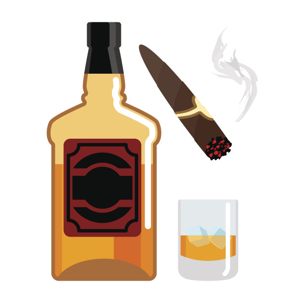 威士忌和冰。绅士。一瓶苏格兰威士忌。雪茄,图片下载