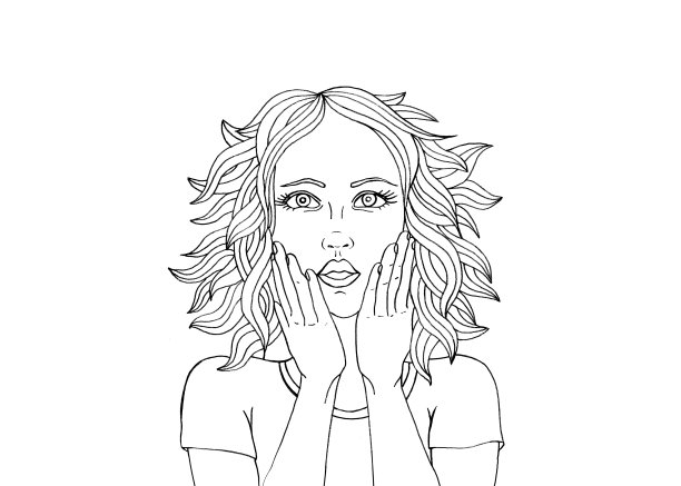 哇。近距离的肖像让年轻女子吃惊。图片下载