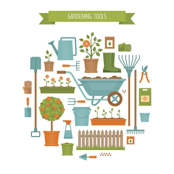 园艺。花园工具。图片下载