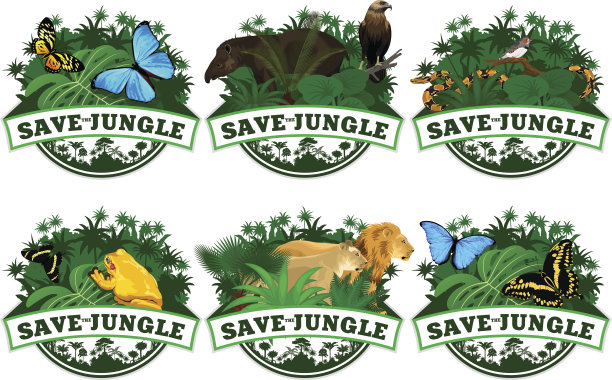 保存带有动物的丛林标志图片下载