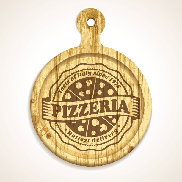 切菜板上的披萨标签图片下载