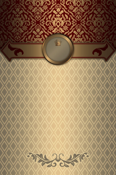金色复古背景与框架和图案。图片下载