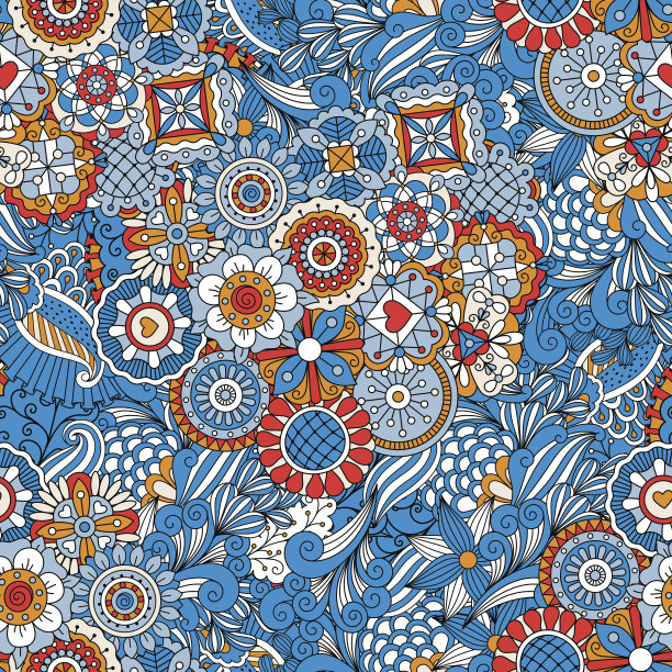 蓝色花卉装饰背景图片下载