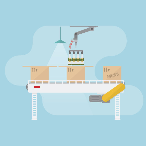 输送系统采用平面设计。图片下载